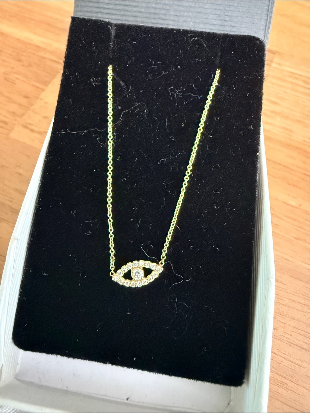 Jennifer Meyer Mini Diamond Open Evil Eye Necklace - Picture 2 of 7